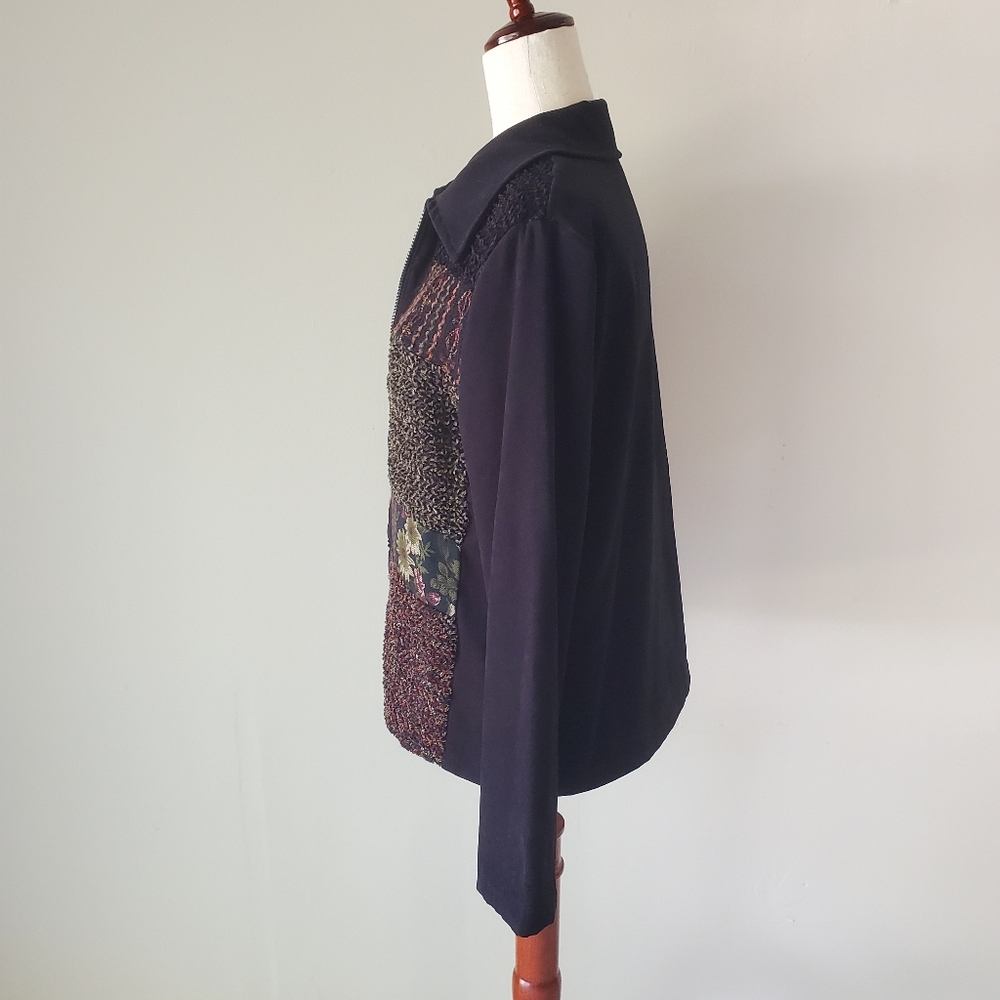 Vintage Fall 90s Black Patchwork Medium Jacket 90… - image 5